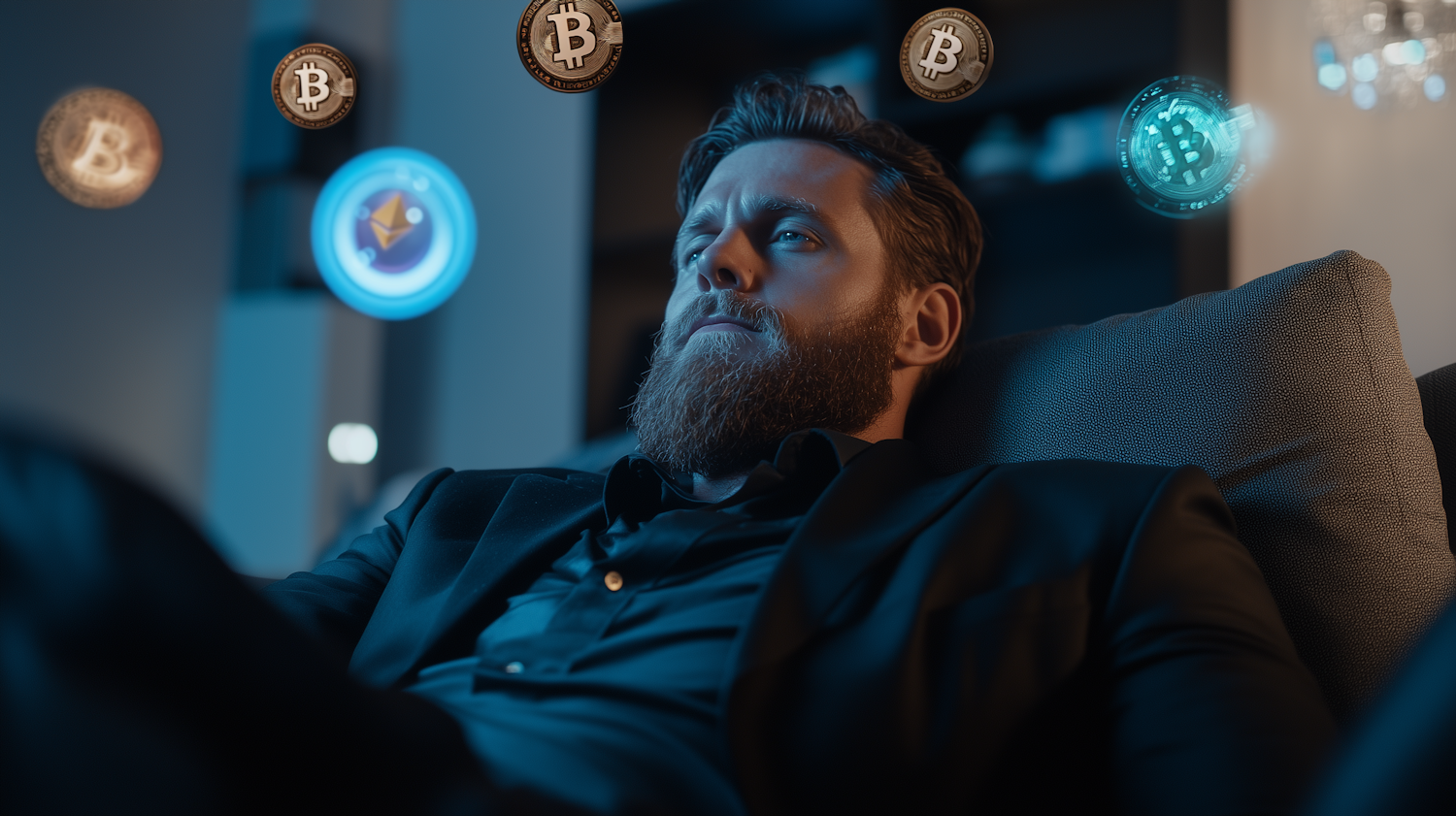 A person cautiously examining a digital device, symbolizing vigilance and careful consideration before engaging with potential cryptocurrency opportunities.